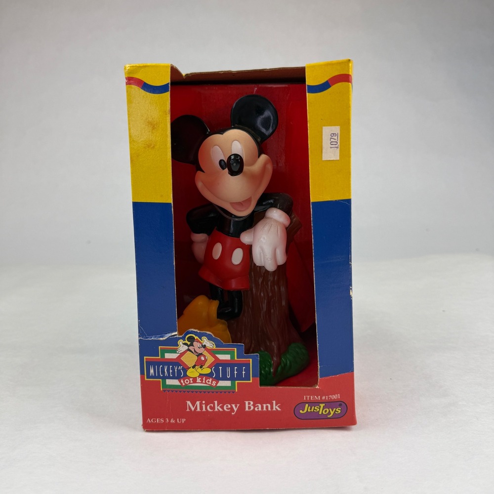 Vintage Just Toys Mickey Mouse Bank Mickeys Stuff for Kids Item 17001 Red Box‎